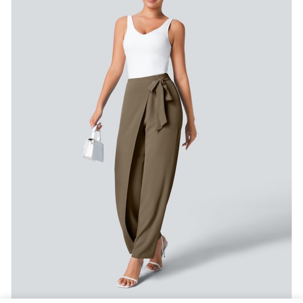 Halara Flex™ High Waisted Tie Side Wide Leg Work Pants Size Small - Picture 2 of 6